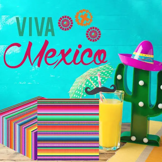 Alt view image 7 of 7 - 50 Pack Mexican Fiesta Cocktail Napkins Mexico Paper Napkin 3-Ply Cinco De Mayo Disposable Party Beverage Napkins for Cinco De Mayo Fiesta Taco Baby Shower Birthday Party Supplies