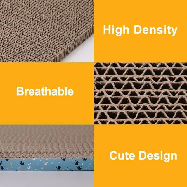 Alt view image 3 of 7 - 2Pack Cat Scratcher Pad, Reversible Scratching Cardboard, 14" Lx5.3 W Post Board for Indoor Cats Cardboard pad Sleep Play and Grind Claws