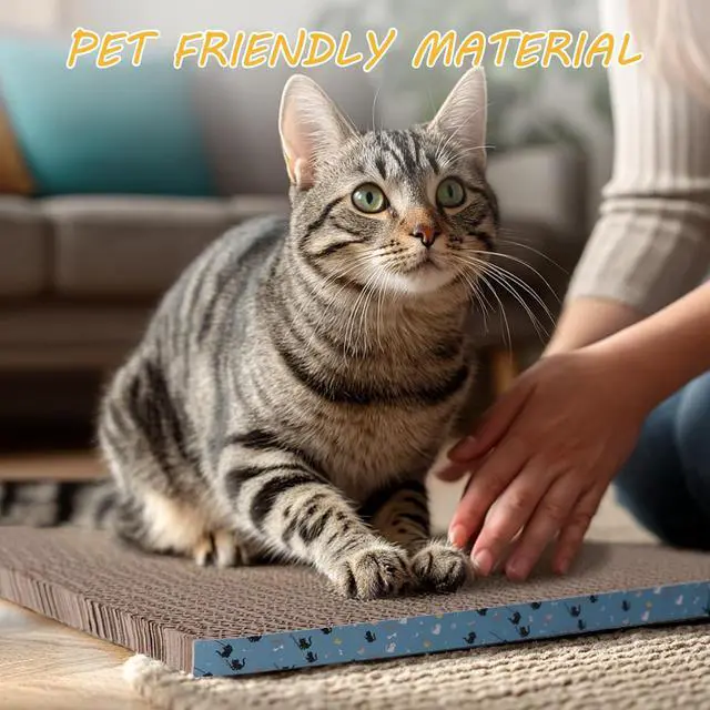 Alt view image 5 of 7 - 2Pack Cat Scratcher Pad, Reversible Scratching Cardboard, 14" Lx5.3 W Post Board for Indoor Cats Cardboard pad Sleep Play and Grind Claws