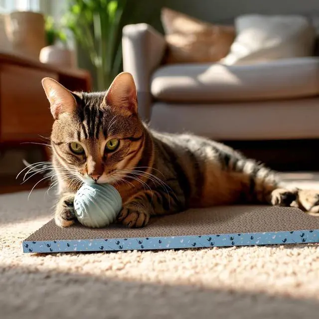 Alt view image 7 of 7 - 2Pack Cat Scratcher Pad, Reversible Scratching Cardboard, 14" Lx5.3 W Post Board for Indoor Cats Cardboard pad Sleep Play and Grind Claws