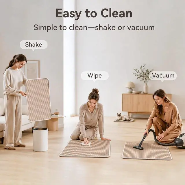 Alt view image 7 of 7 - Cat Scratcher Mat, 23.6"x15.7" Natural Sisal Cat Scratch Pad | Low-Shedding Cat Scratching Mat with Sticky Taps, Durable Cat Wall Scratcher for Indoor Cats, Protect Couch, Carpet & Floor