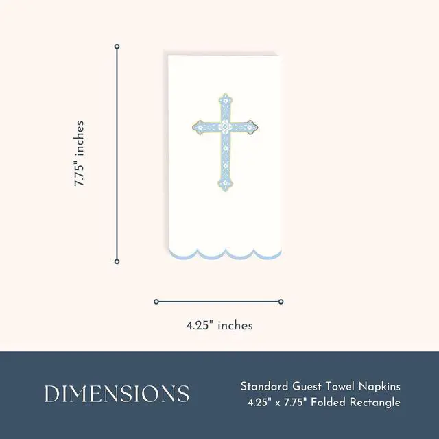 Alt view image 3 of 5 - Bonjour Fête Sky Blue Cross Paper Party Guest Towels | 3-Ply Napkins for Baptisms, Baby Showers, First Communions, Church, Easter | Premium Decor | Elegant Party Supplies | Pack of 20, 4.25" x 7.75"