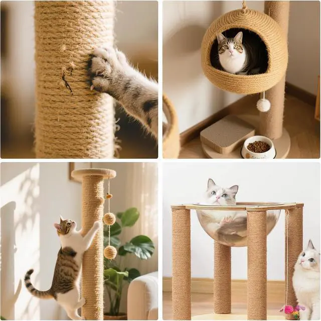 Alt view image 2 of 7 - Natural Sisal Rope for Cat Scratcher,Cat Tree Rope Twine for Cat Scratching Post Replacement, Cat Tower with Scratch Post Repairing, Replace, Recovering and DIY1/4 Inch by 33 Feet