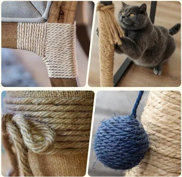 Alt view image 7 of 7 - Natural Sisal Rope, 4mm x 66 ft, Cat Scratcher Repair | Also great for crafts, garden projects, furniture wrapping, scratch pads, and natural home decor beyond cat furniture.
