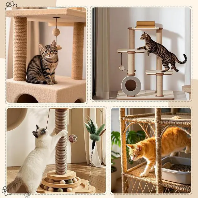 Alt view image 5 of 7 - Sisal Rope for Cat Scratcher 1/4" 50 Ft Cat Tree Rope Twine for Repairing Cat Scratching Post Replacement DIY Hemp Rope for Carpet Mat Kicker House, Pet Toy, and Crafts Gardening Home Decorating