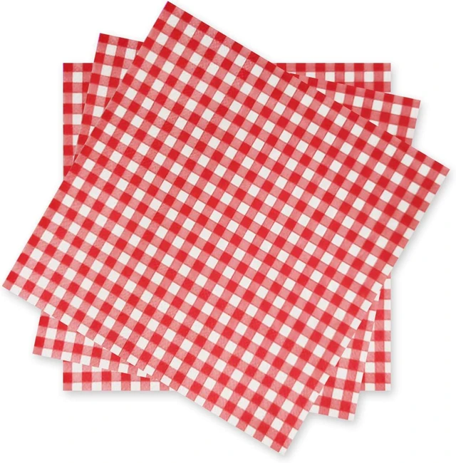 Main image of Disposable Paper Napkins Red and White Gingham for Dinner Picnic and Parties (Pack of 50)