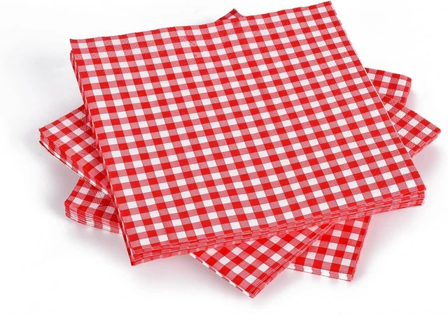 Alt view image 5 of 5 - Disposable Paper Napkins Red and White Gingham for Dinner Picnic and Parties (Pack of 50)