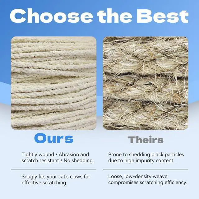 Alt view image 4 of 7 - Natural Sisal Rope, 4mm x 66 ft, Cat Scratcher Repair | Also great for crafts, garden projects, furniture wrapping, scratch pads, and natural home decor beyond cat furniture.