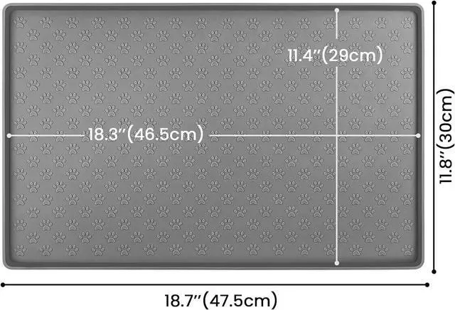 Alt view image 3 of 6 - Pet Placemat for Dog and Cat, Mat for Prevent Food and Water Overflow, Suitable for Small, Medium and Big Pet, 18" 12", Grey, Silicone