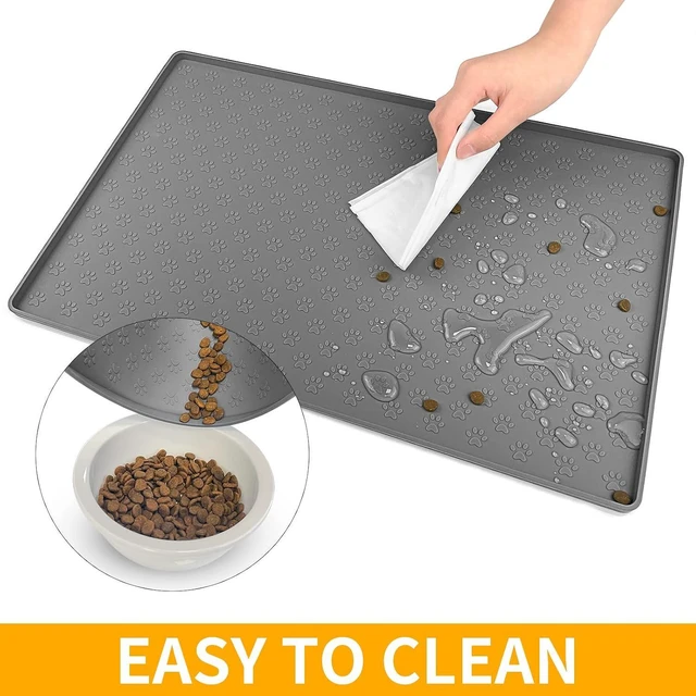 Alt view image 6 of 6 - Pet Placemat for Dog and Cat, Mat for Prevent Food and Water Overflow, Suitable for Small, Medium and Big Pet, 18" 12", Grey, Silicone
