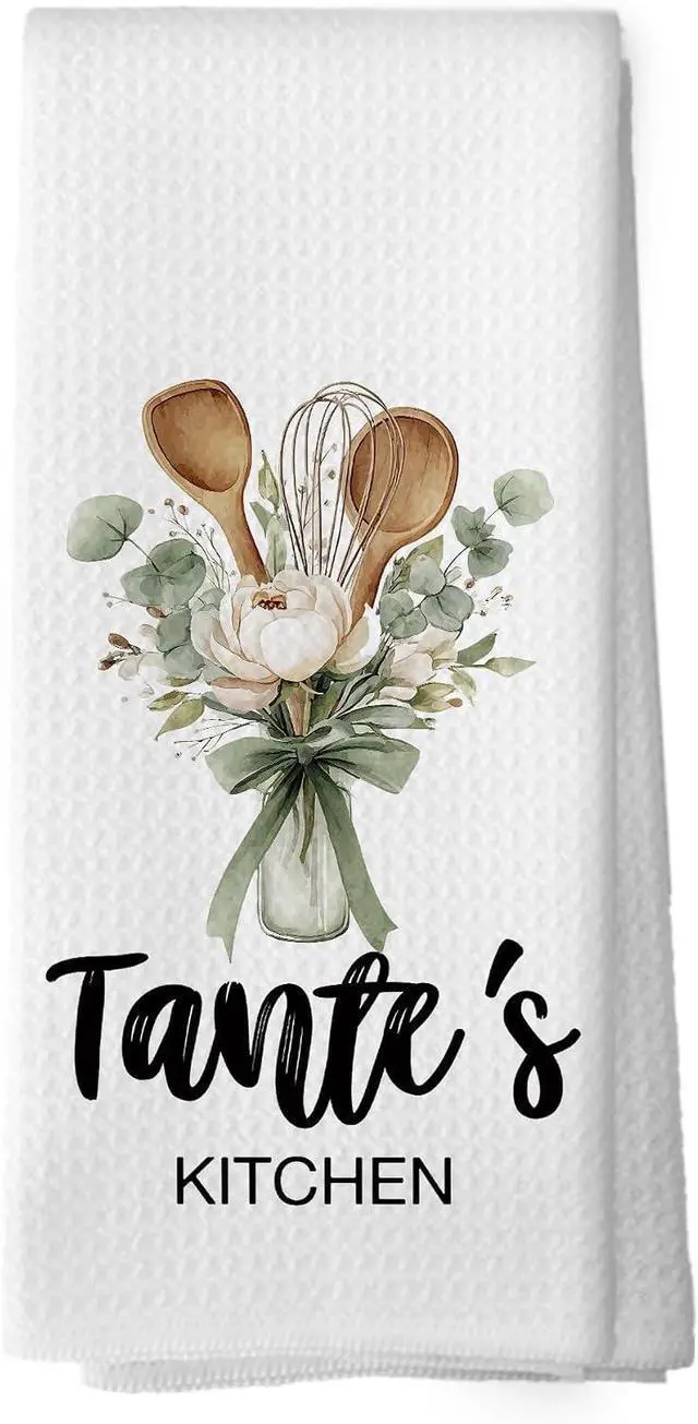 Main image of Tante Gifts Kitchen Dish Towels, Birthday Gifts for Auntie Aunty Women from Nephew and Niece, Watercolor Floral Cooking Floral Utensils Hand Towels Kitchen Tea Towels Decorations, 16x24inch