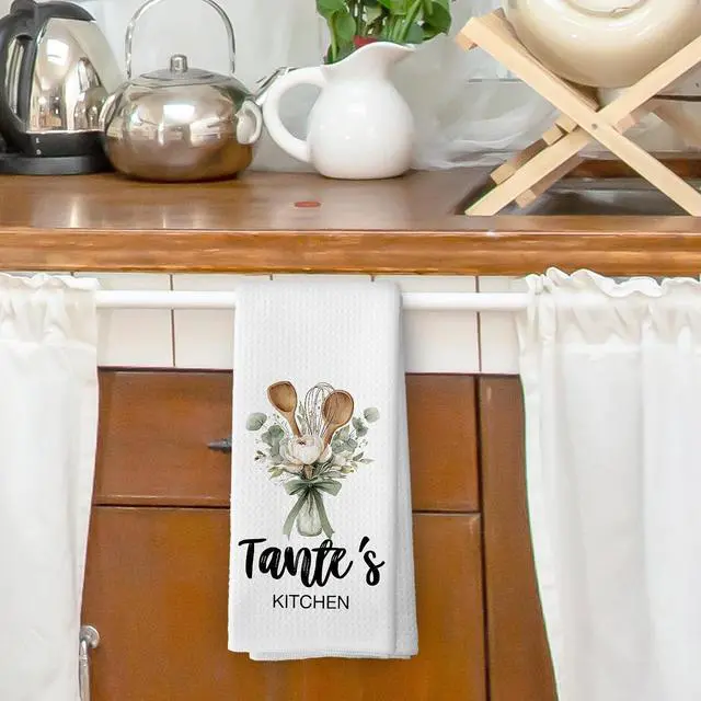 Alt view image 2 of 6 - Tante Gifts Kitchen Dish Towels, Birthday Gifts for Auntie Aunty Women from Nephew and Niece, Watercolor Floral Cooking Floral Utensils Hand Towels Kitchen Tea Towels Decorations, 16x24inch
