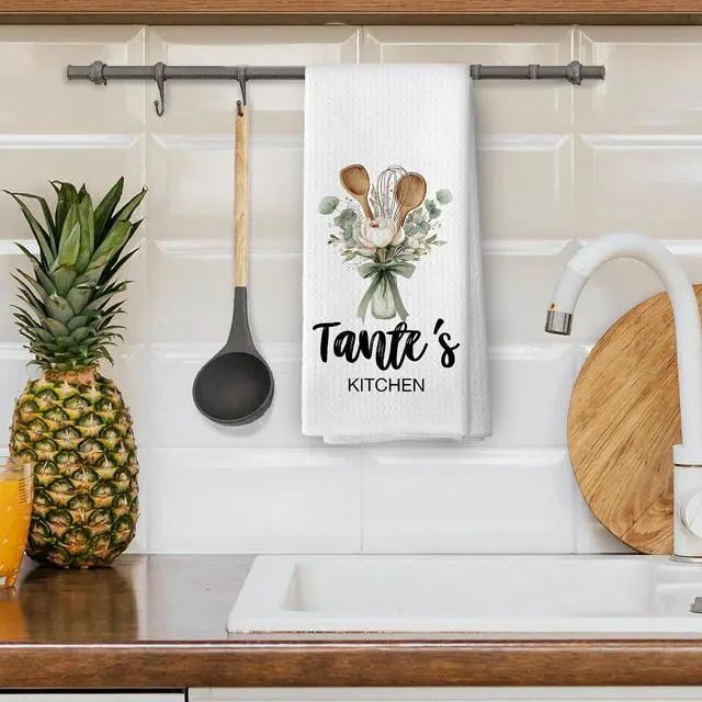 Alt view image 4 of 6 - Tante Gifts Kitchen Dish Towels, Birthday Gifts for Auntie Aunty Women from Nephew and Niece, Watercolor Floral Cooking Floral Utensils Hand Towels Kitchen Tea Towels Decorations, 16x24inch