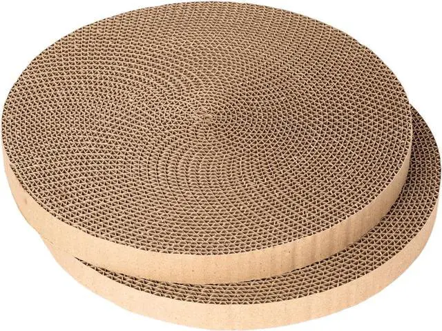 Main image of Round Cat Scratcher Refill - 10 Inch Diameter, 7/8 Inch Thickness - Cardboard Cat Scratcher Scratching Board Replacement Pads (2pcs) for Indoor Cats
