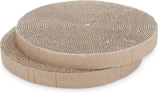 Main image of Round Cat Scratcher Replacement Pads, 10 inch Diameter, 2PCS | Circle Scratcher Pad, Cardboard Refill, 7/8 inch Thickness