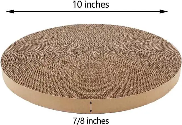 Alt view image 2 of 4 - Round Cat Scratcher Replacement Pads, 10 inch Diameter, 2PCS | Circle Scratcher Pad, Cardboard Refill, 7/8 inch Thickness