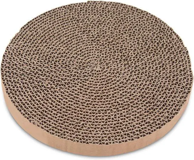 Alt view image 3 of 4 - Round Cat Scratcher Replacement Pads, 10 inch Diameter, 2PCS | Circle Scratcher Pad, Cardboard Refill, 7/8 inch Thickness