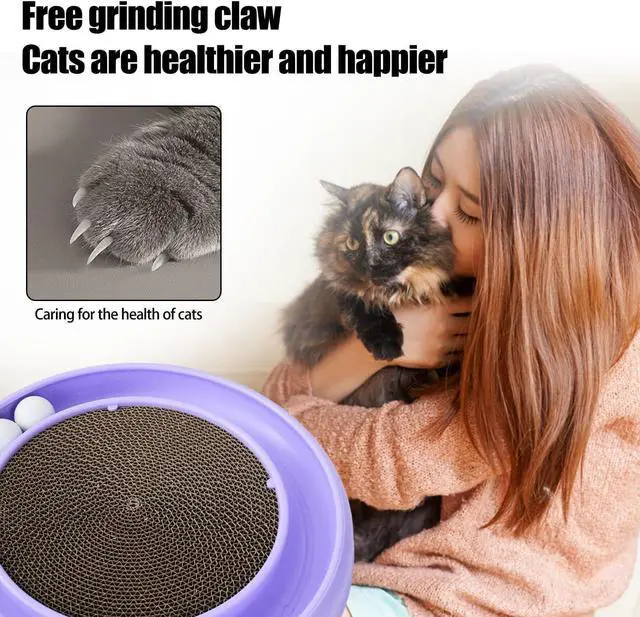 Alt view image 4 of 4 - Round Cat Scratcher Replacement Pads, 10 inch Diameter, 2PCS | Circle Scratcher Pad, Cardboard Refill, 7/8 inch Thickness
