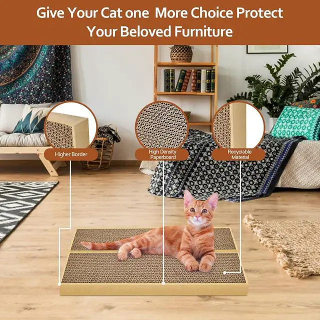 Alt view image 4 of 7 - Splicing Cat Scratch Pad: Cat Scratchers for Indoor Cats and Kitten, 2 Pack Cat Scratching Pad, Cat Scratcher Cardboard, Scratching Pad, Premium Scratch from Cats, Double-Sided Design