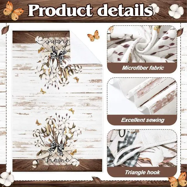Alt view image 5 of 6 - 6 Pcs Home Kitchen Towels Summer Flower Floral Farmhouse Kitchen Hand Dish Towels Fast Drying Decor for Cooking(Brown,Cotton)