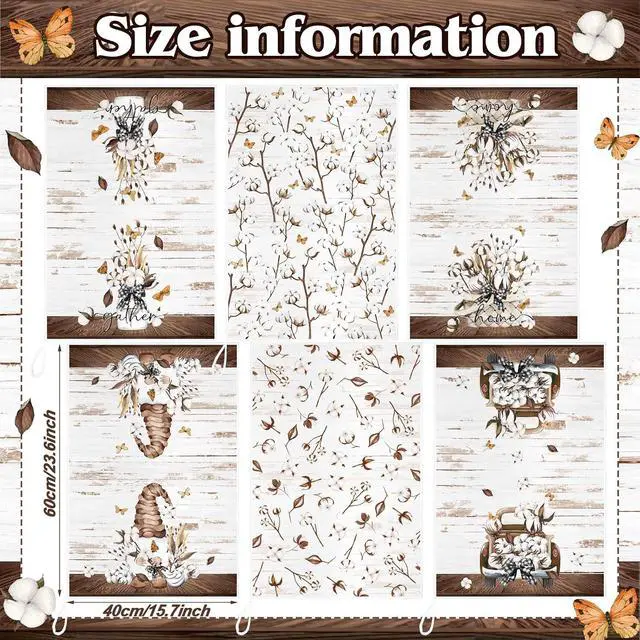 Alt view image 3 of 6 - 6 Pcs Home Kitchen Towels Summer Flower Floral Farmhouse Kitchen Hand Dish Towels Fast Drying Decor for Cooking(Brown,Cotton)