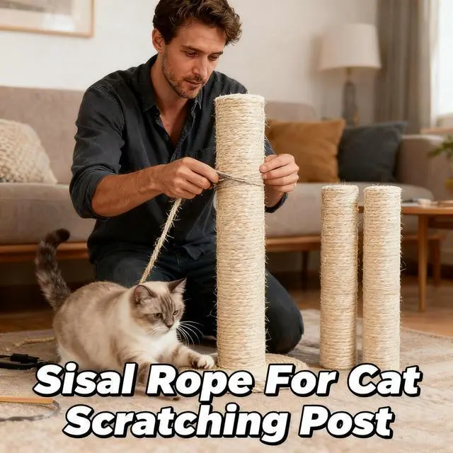 Alt view image 5 of 7 - 164Ft Sisal Rope for Cat Tree & Scratching Post Replacement, Scratcher Rope to Refresh Cat Furniture, Durable Cat Scratching Rope