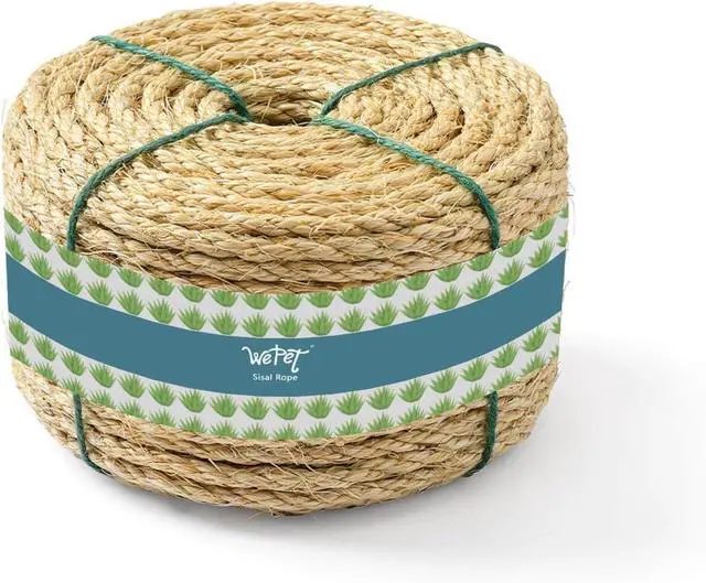 Main image of Cat Natural Sisal Rope for Scratching Post Tree Replacement, Hemp Rope for Repairing, Recovering or DIY Scratcher, Natural Color, 30FT
