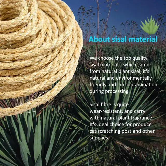 Alt view image 2 of 5 - Cat Natural Sisal Rope for Scratching Post Tree Replacement, Hemp Rope for Repairing, Recovering or DIY Scratcher, Natural Color, 30FT