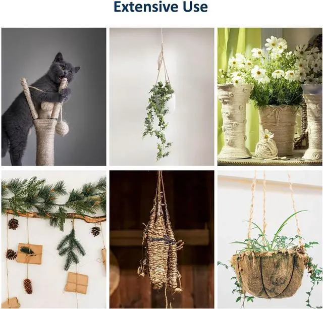 Alt view image 5 of 5 - Cat Natural Sisal Rope for Scratching Post Tree Replacement, Hemp Rope for Repairing, Recovering or DIY Scratcher, Natural Color, 30FT