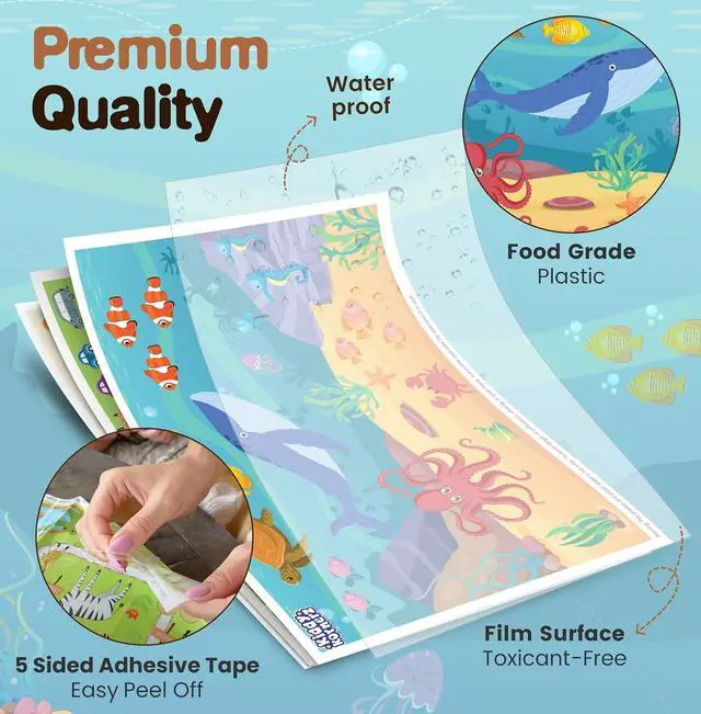 Alt view image 2 of 6 - 40 Pack Waterproof Disposable Placemats for Baby, Place mats for Kids, Toddler - Kids Placemats for Dining Table Tyke, Restaurants, and Travel (Aquarium, Alphabet and Zoo Theme)