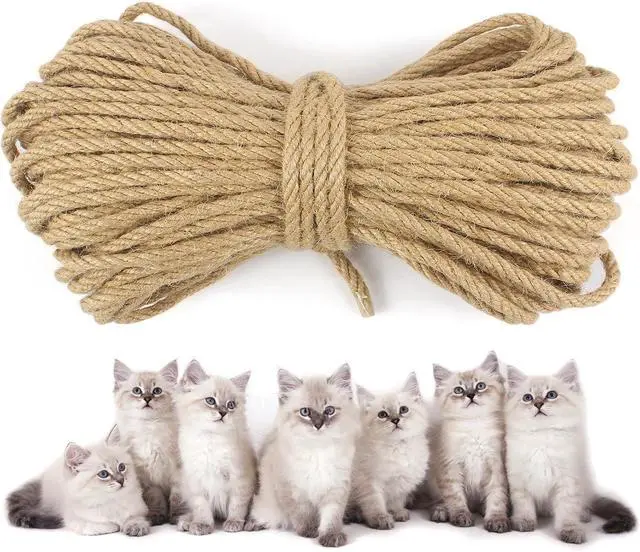 Main image of Sisal Rope 1/4 Inch X 50 Ft, Natural Hemp Rope Twine Twisted 4 Strand, Sisal for Crafts Heavy Duty Multipurpose for Cat Scratcher, Docks, DIY Projects.