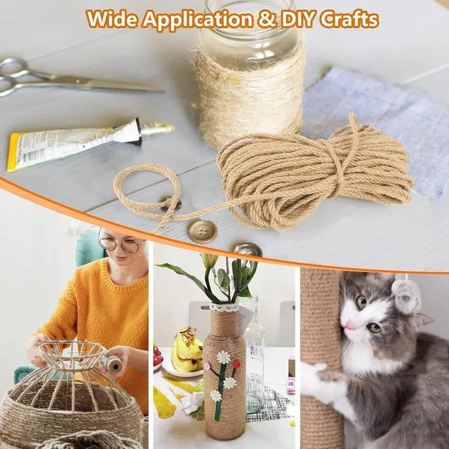 Alt view image 7 of 7 - Sisal Rope 1/4 Inch X 50 Ft, Natural Hemp Rope Twine Twisted 4 Strand, Sisal for Crafts Heavy Duty Multipurpose for Cat Scratcher, Docks, DIY Projects.