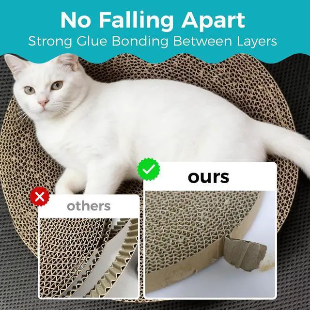 Alt view image 2 of 6 - Round Cat Scratcher Refill 10 Inch - Double-Sided Cat Scratch Pad Replacement Fits Most Round Bases, Cat Scratching Board for Indoor Cats 2-Pack