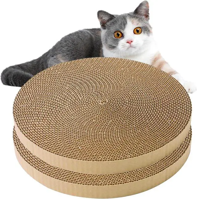 Main image of Round Cat Scratcher Refill 10 Inch - Double-Sided Cat Scratch Pad Replacement Fits Most Round Bases, Cat Scratching Board for Indoor Cats 2-Pack