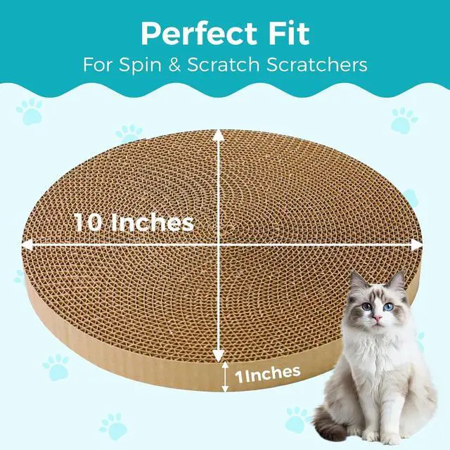 Alt view image 3 of 6 - Round Cat Scratcher Refill 10 Inch - Double-Sided Cat Scratch Pad Replacement Fits Most Round Bases, Cat Scratching Board for Indoor Cats 2-Pack
