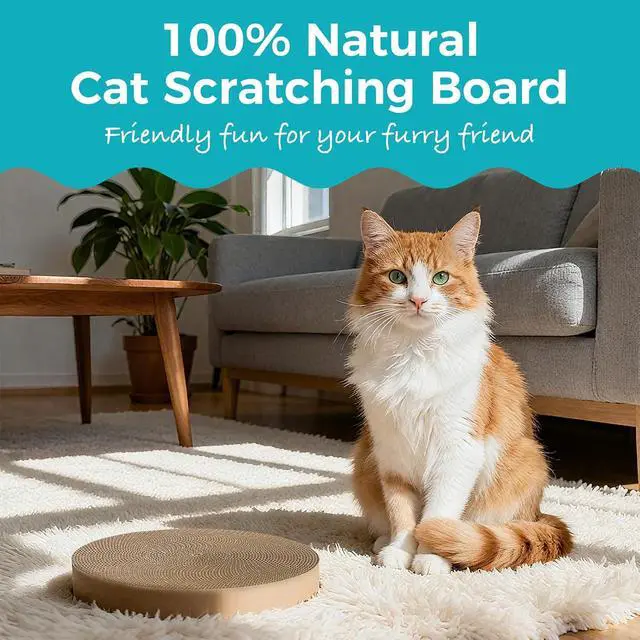 Alt view image 6 of 6 - Round Cat Scratcher Refill 10 Inch - Double-Sided Cat Scratch Pad Replacement Fits Most Round Bases, Cat Scratching Board for Indoor Cats 2-Pack