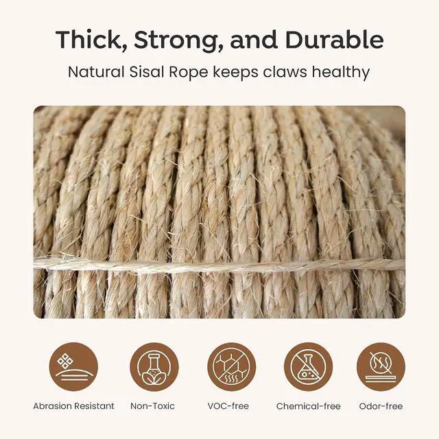 Alt view image 4 of 7 - Premium Brazilian Sisal Rope, Natural Fiber 100% Sisal, Ultra Durable, Chemical-Free, Ideal for DIY, Cats, Scratching Post Replacement, Home Decor, Garden, Crafting (1/4 50 ft / 6mm 15m)