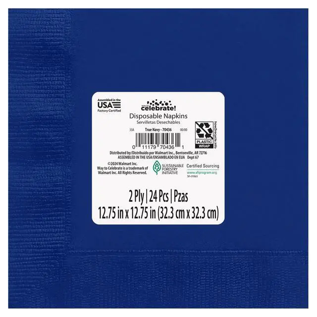 Alt view image 5 of 5 - 24CT 6.5IN x 6.5IN Navy Disposable Paper Napkins by