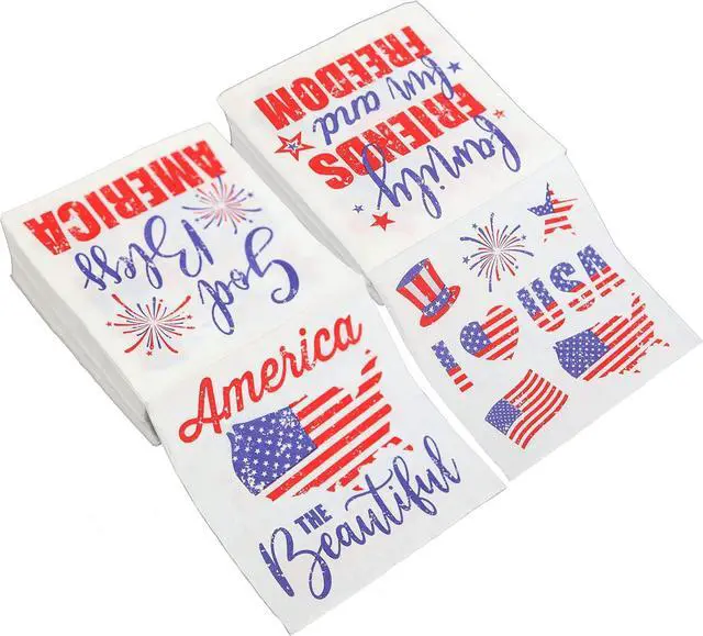 Main image of 75 Count 4th of July Patriotic American Flag Disposable Dinner Napkins 2-Ply