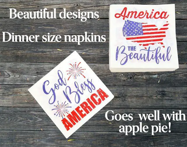 Alt view image 2 of 7 - 75 Count 4th of July Patriotic American Flag Disposable Dinner Napkins 2-Ply