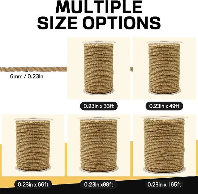 Alt view image 5 of 7 - Natural Sisal Rope for Cat Scratcher,Cat Tree Rope Twine for Cat Scratching Post Replacement, Cat Tower with Scratch Post Repairing, Replace, Recovering and DIY1/4 Inch by 33 Feet