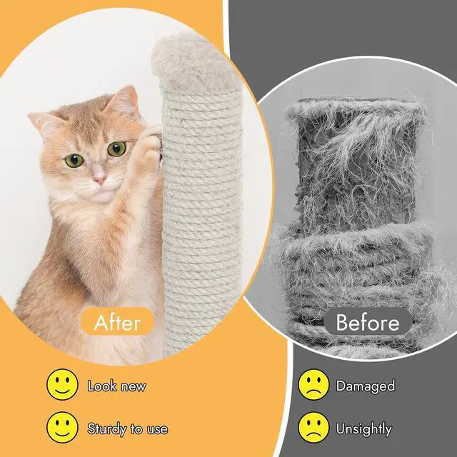 Alt view image 6 of 7 - 50 Ft Sisal Rope for Cat Tree, 1/4 Inch Natural Twine, White Color | Natural Sisal; Tightly Twisted Rope; Scratch Post Repair; DIY Cat Tree Wrapping; Furniture Protection; Promotes Healthy Claws
