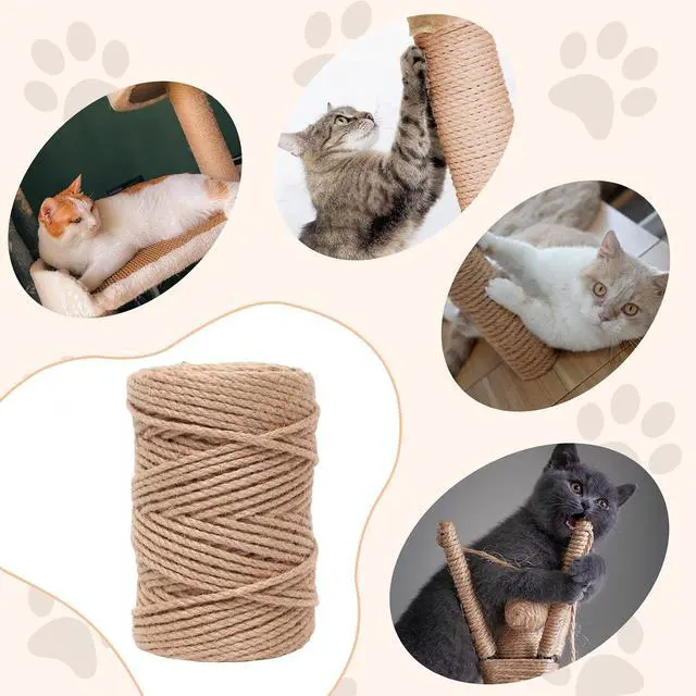 Alt view image 5 of 7 - Nature Hemp Rope, Sisal Rope for Cat Scratcher, Cat Scratching Post Replacement, Heavy Duty Jute Twine for Cat Tree and Tower, DIY (1/4inch, 33FT)