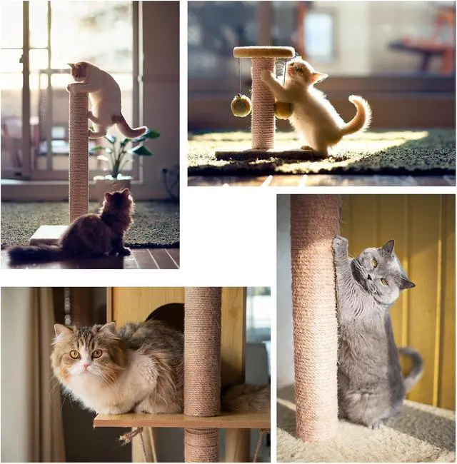 Alt view image 6 of 7 - Nature Hemp Rope, Sisal Rope for Cat Scratcher, Cat Scratching Post Replacement, Heavy Duty Jute Twine for Cat Tree and Tower, DIY (1/4inch, 33FT)