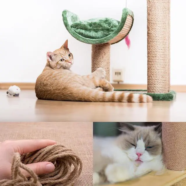 Alt view image 7 of 7 - Nature Hemp Rope, Sisal Rope for Cat Scratcher, Cat Scratching Post Replacement, Heavy Duty Jute Twine for Cat Tree and Tower, DIY (1/4inch, 33FT)