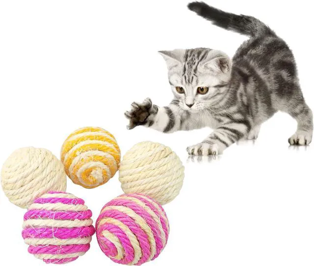 Main image of Cat Sisal Ball 5 Packs, 4.5CM Assorted Colored Sisal Balls for Cats to Scratch, Pat, Bite or Chase, Interactive Cat Toys for Indoors Cats Random Color(4.5cm 5pcs)