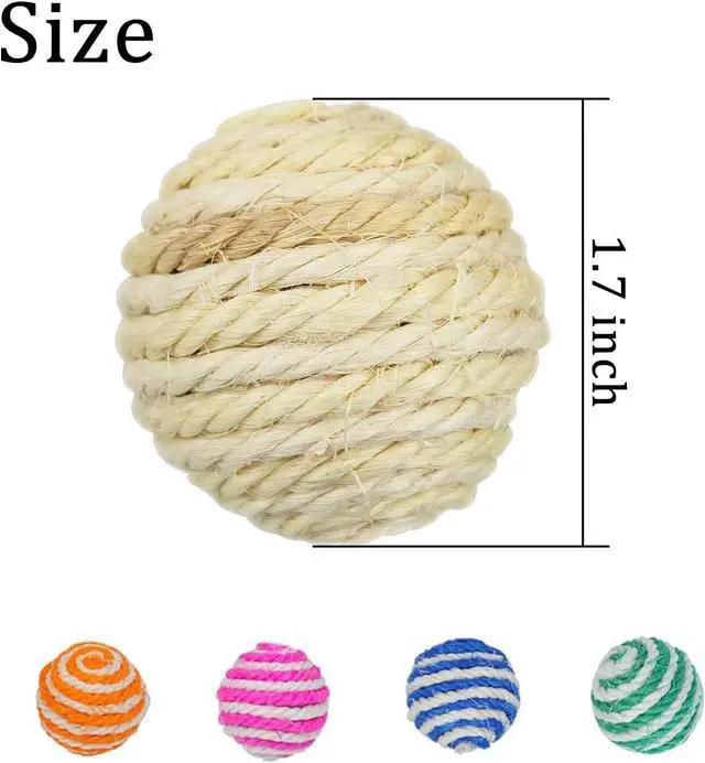 Alt view image 2 of 7 - Cat Sisal Ball 5 Packs, 4.5CM Assorted Colored Sisal Balls for Cats to Scratch, Pat, Bite or Chase, Interactive Cat Toys for Indoors Cats Random Color(4.5cm 5pcs)