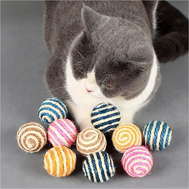 Alt view image 5 of 7 - Cat Sisal Ball 5 Packs, 4.5CM Assorted Colored Sisal Balls for Cats to Scratch, Pat, Bite or Chase, Interactive Cat Toys for Indoors Cats Random Color(4.5cm 5pcs)