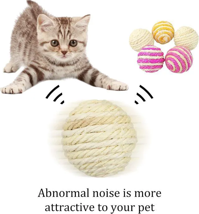 Alt view image 6 of 7 - Cat Sisal Ball 5 Packs, 4.5CM Assorted Colored Sisal Balls for Cats to Scratch, Pat, Bite or Chase, Interactive Cat Toys for Indoors Cats Random Color(4.5cm 5pcs)