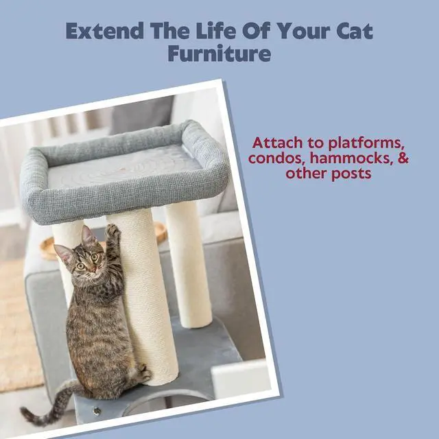 Alt view image 2 of 7 - Replacement Sisal Post for Cat Scratching Posts, Backup Scratcher for Indoor Cat Furniture, Trees and Towers, 3.5 in x 11.8 in (9 x 30 cm)